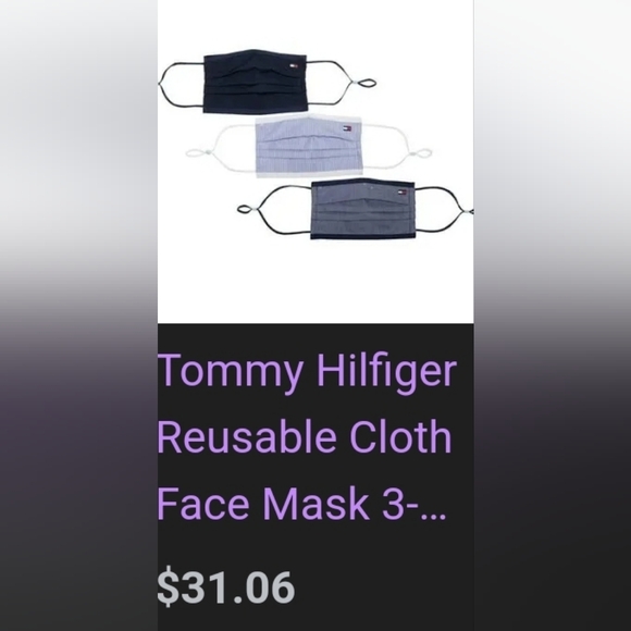 New 3pcs Tommy Hilfiger Women's Reusable Cloth Face Mask - Picture 2 of 3